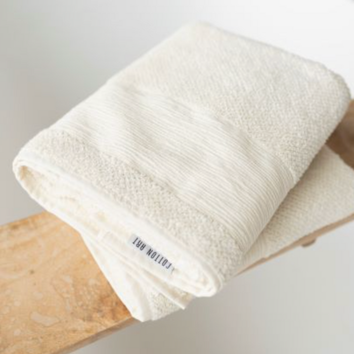 Cream White Bath Towels, Set of 2