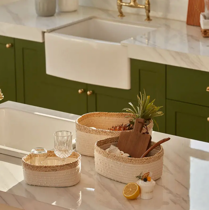 Natural Cotton Rope Storage Baskets, Set of 3