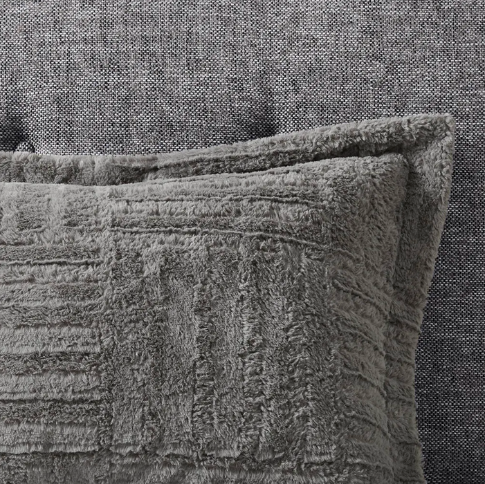 3 Piece Faux Fur Check Comforter Set