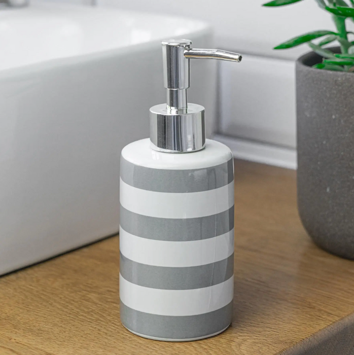 Grey Stripe Soap Dispenser