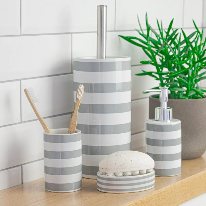 Grey Stripe Soap Dispenser