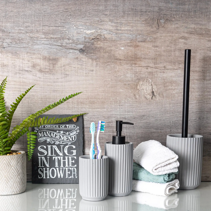 Concrete Grey Toilet Brush & Holder Set