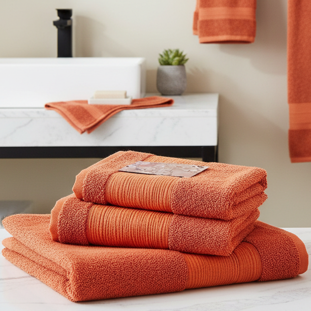 Desert Orange Bath Towels, Set of 2
