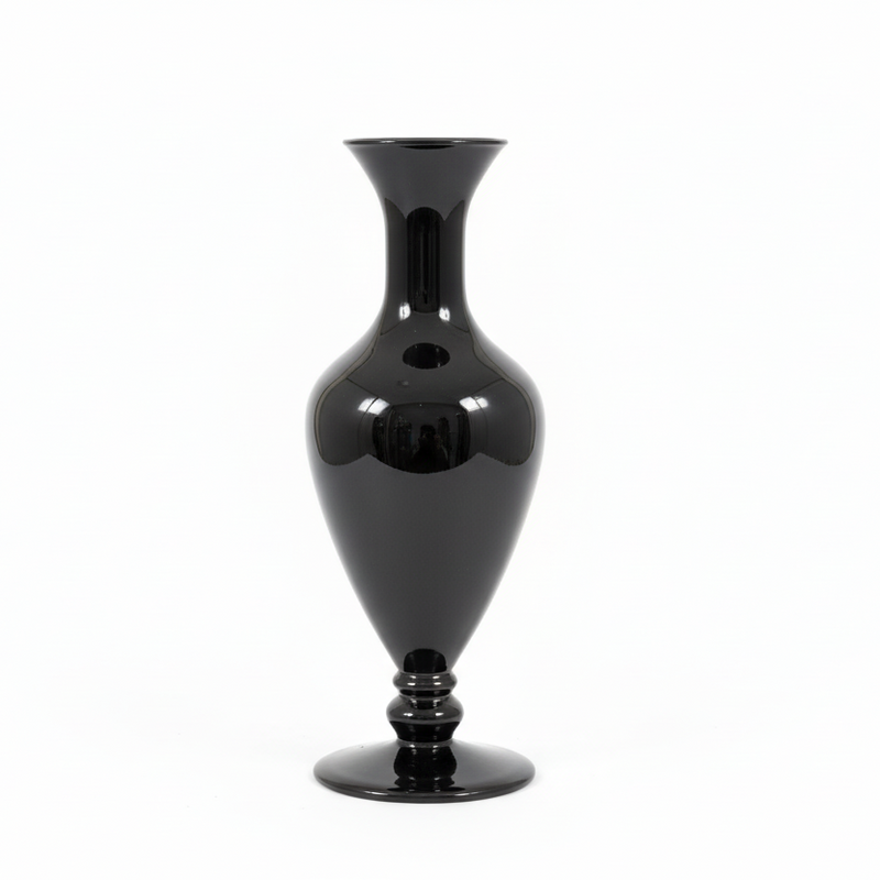 Vintage Black Glass Flower Vase