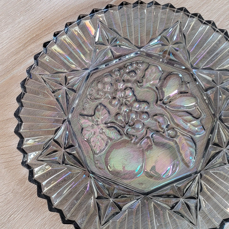 Vintage Federal Iridescent Smoke Grey Pioneer Glass Plate