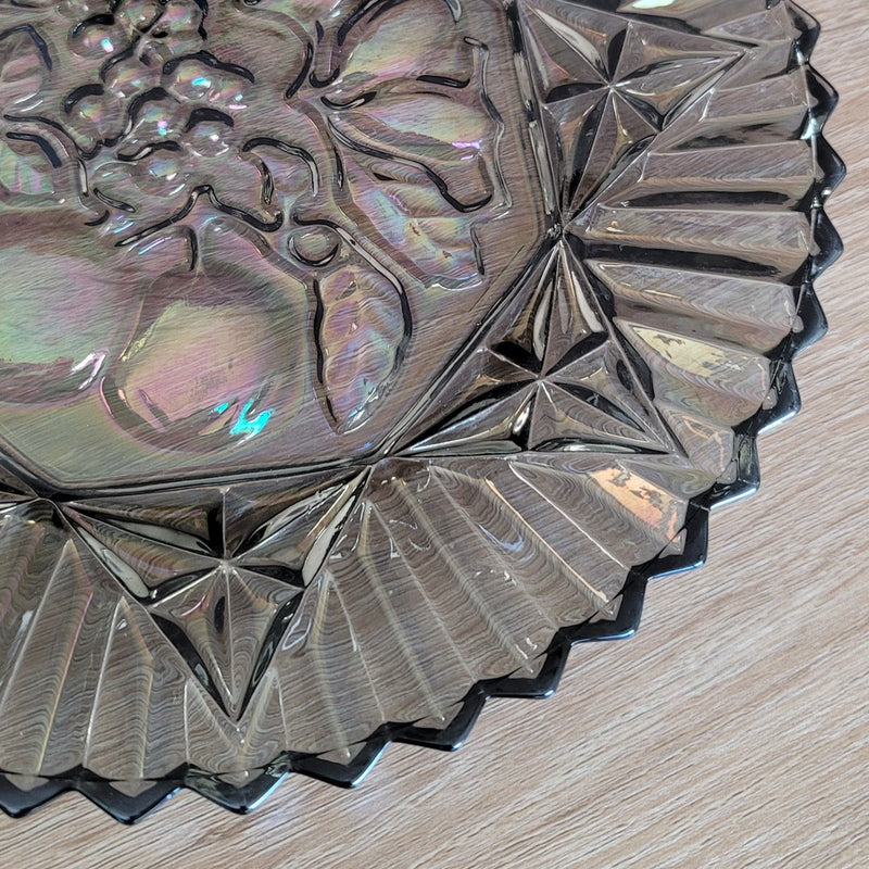 Vintage Federal Iridescent Smoke Grey Pioneer Glass Plate