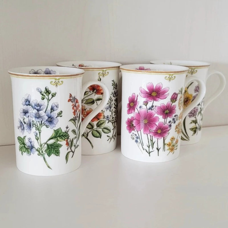 Vintage Floral Tea Cups, Set of 4