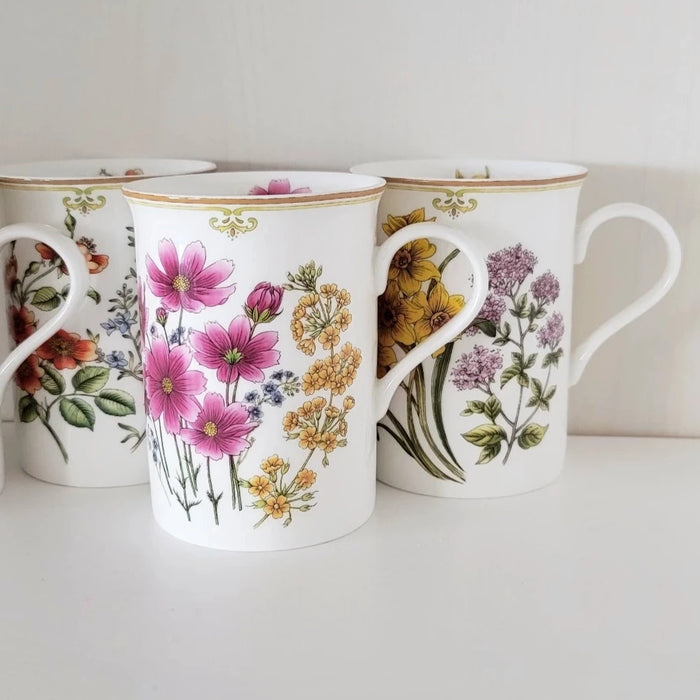 Vintage Floral Tea Cups, Set of 4