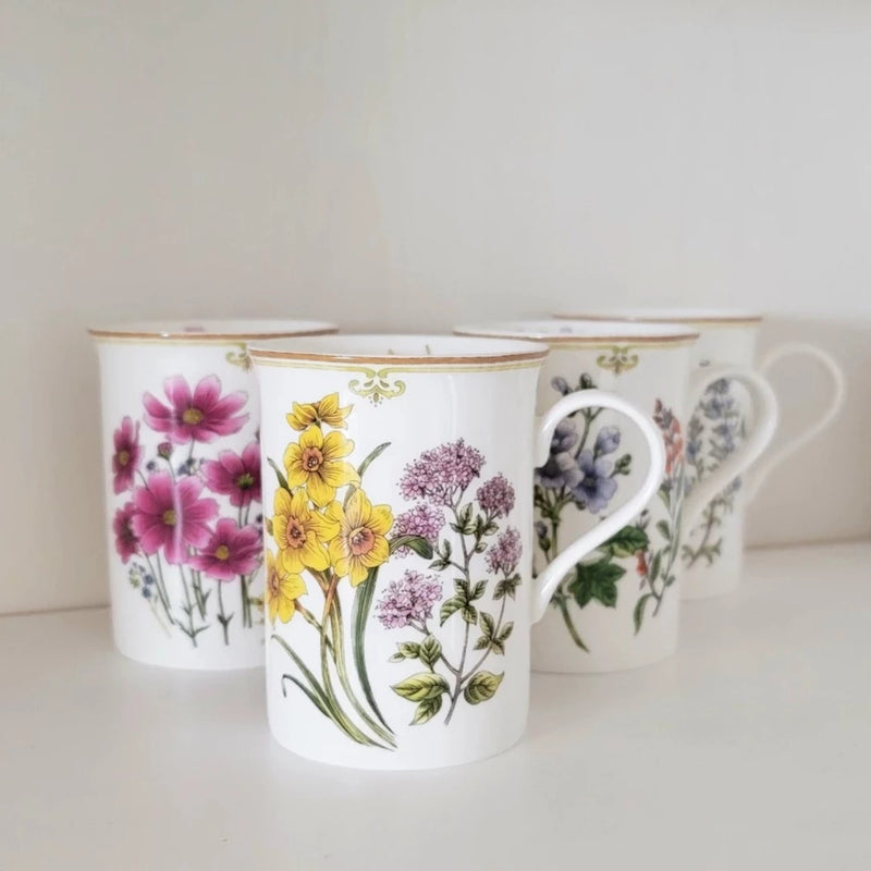 Vintage Floral Tea Cups, Set of 4
