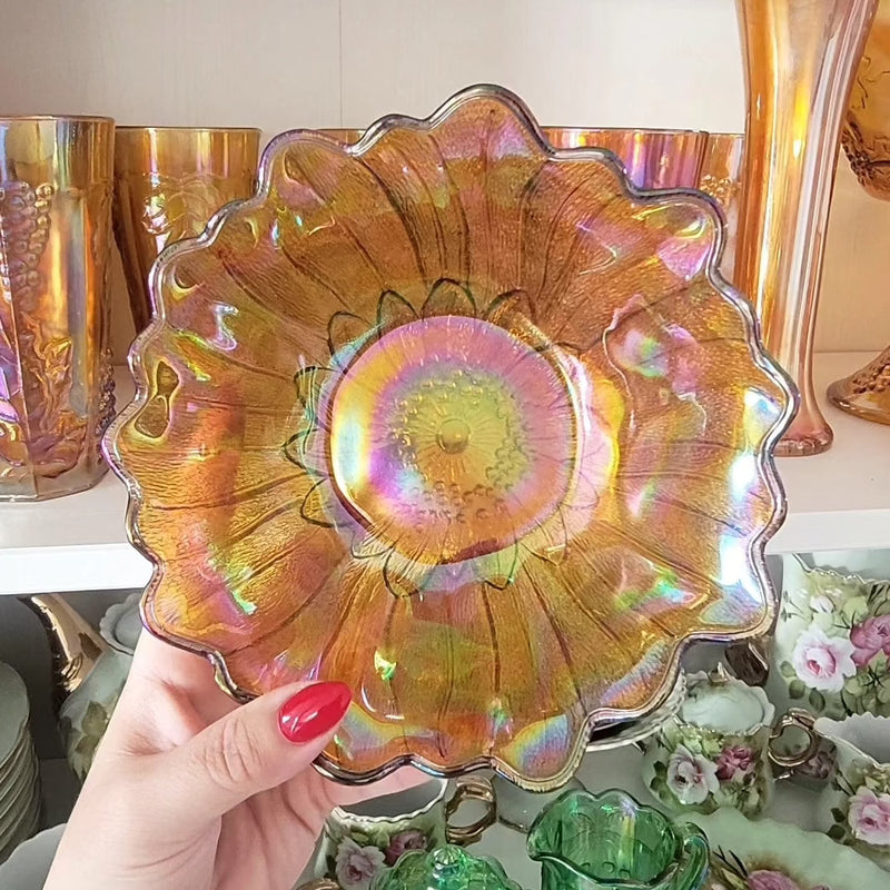 Vintage Marigold Sunflower Carnival Dish
