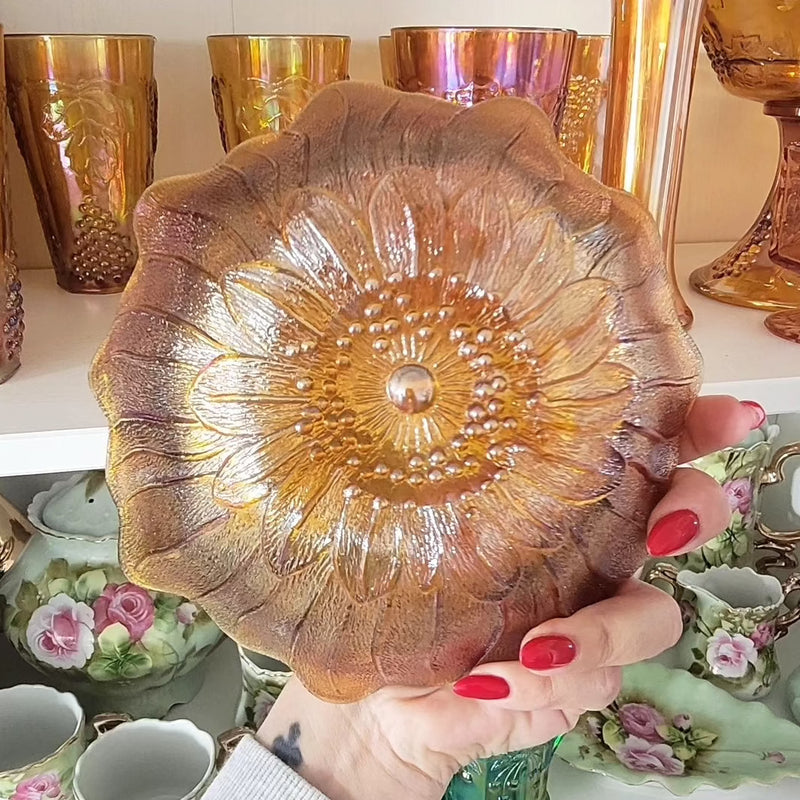 Vintage Marigold Sunflower Carnival Dish
