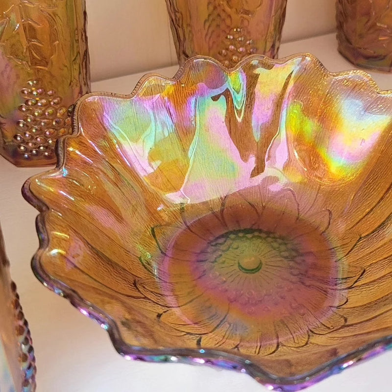 Vintage Marigold Sunflower Carnival Dish