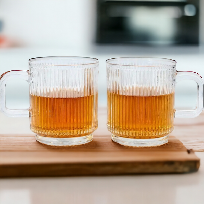 Ripple Drinking Glass Mugs, Set of 2