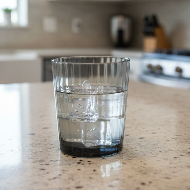 Ribbed Grey Glasses, Set of 4