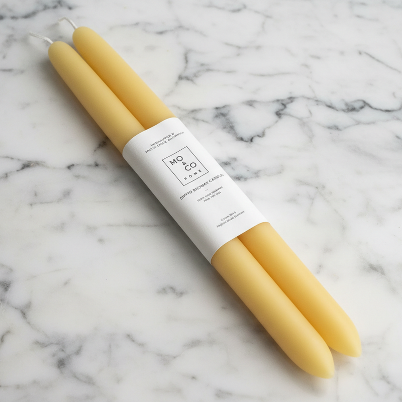 Natural Yellow Dipped Candles, Set of 2
