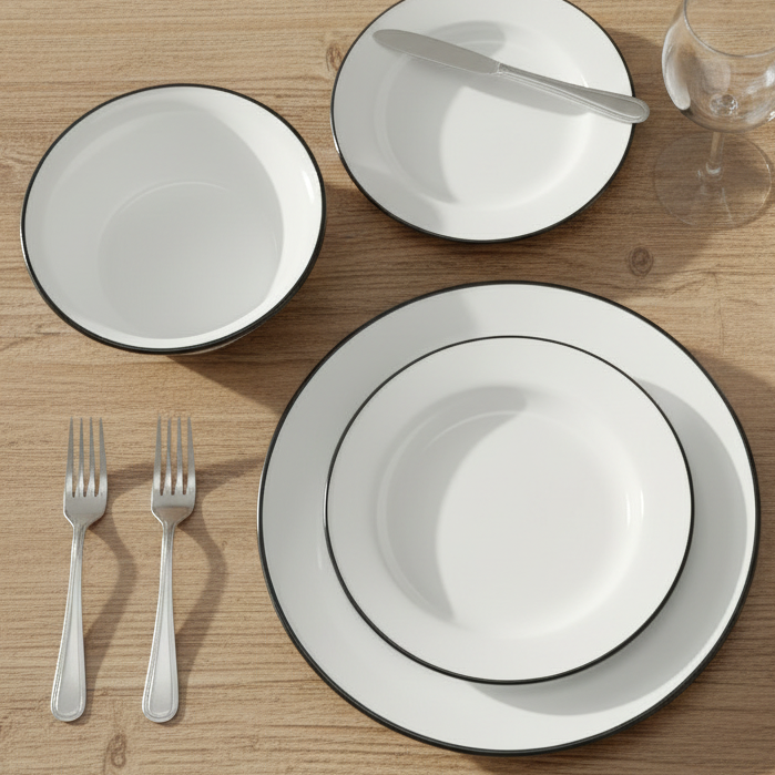 Bistro Black Dinnerware, 16 Piece