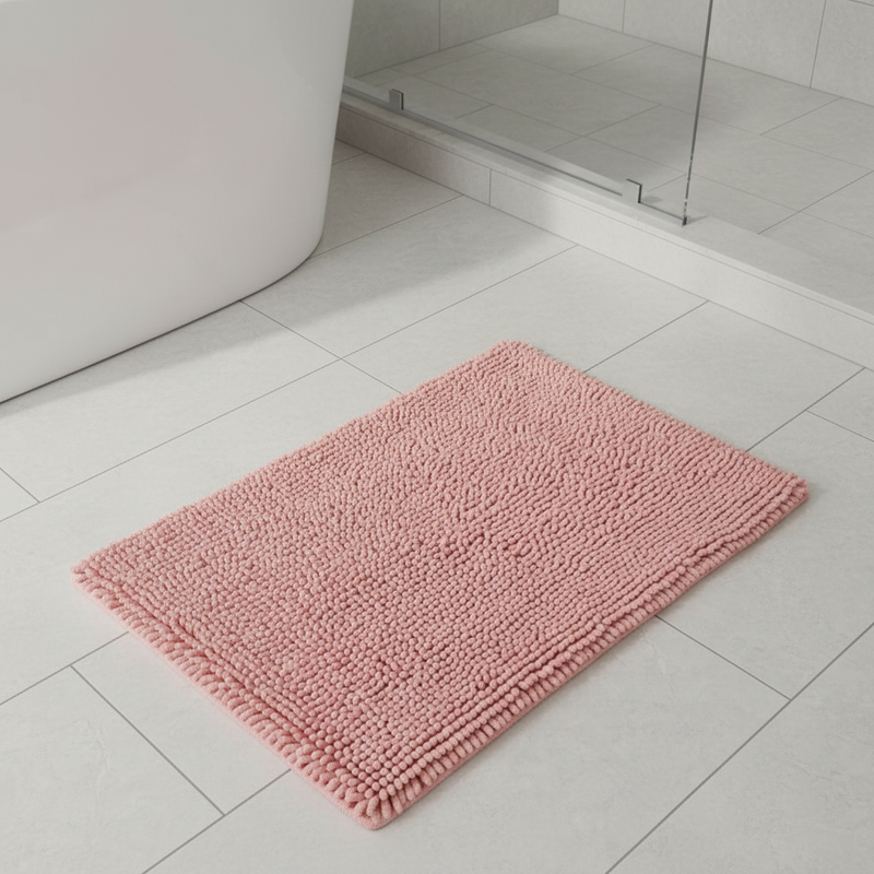 Bella Dusty Rose Chenille Bath Rug