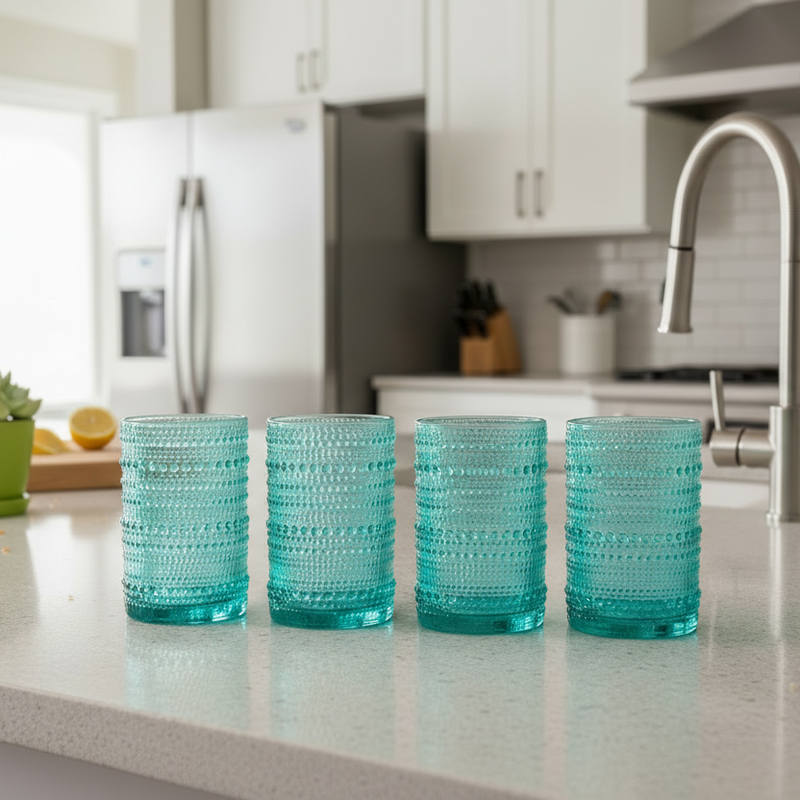 Beaded Drinking Glasses, Set of 4