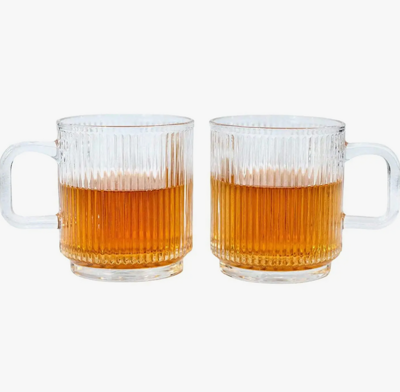 Ripple Drinking Glass Mugs, Set of 2