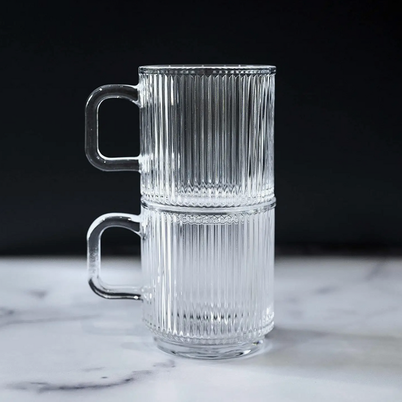 Ripple Drinking Glass Mugs, Set of 2