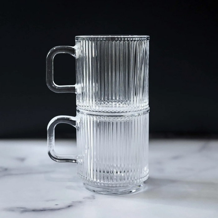Ripple Drinking Glass Mugs, Set of 2