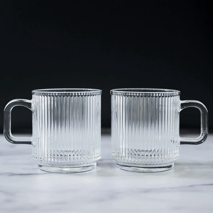 Ripple Drinking Glass Mugs, Set of 2
