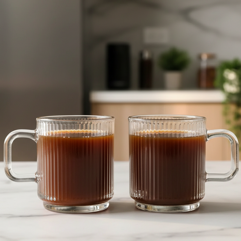 Ripple Drinking Glass Mugs, Set of 2