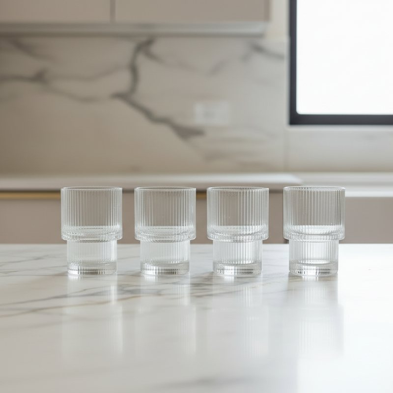 Ripple Short Drinking Glasses, Set of 4