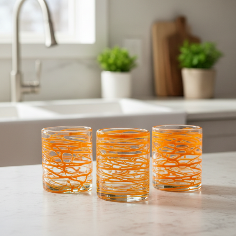 Mexican Handblown Glasses, Set of 4