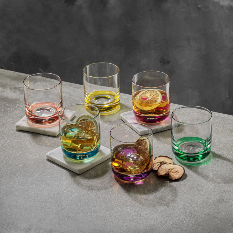 Hue Whiskey Glasses, Set of 6