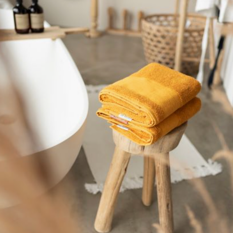 Ocher Yellow Bath Towels, Set of 2