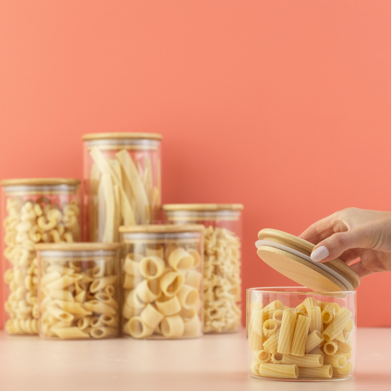 Glass Canisters, Set of 6