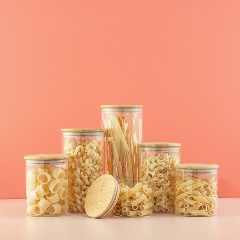 Glass Canisters, Set of 6