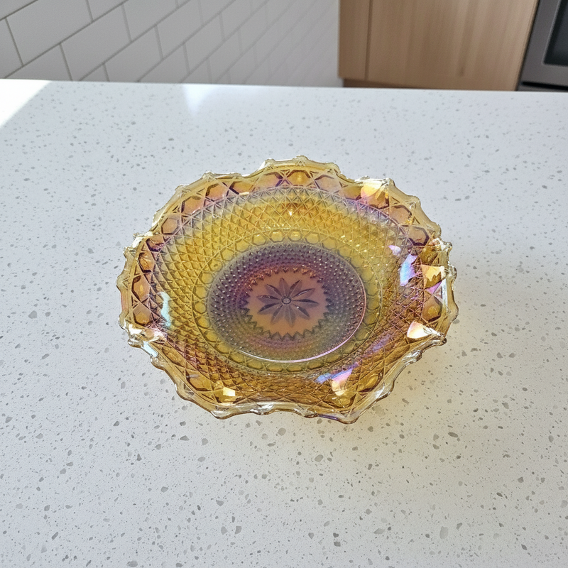 Vintage Marigold Carnival Glass Dish