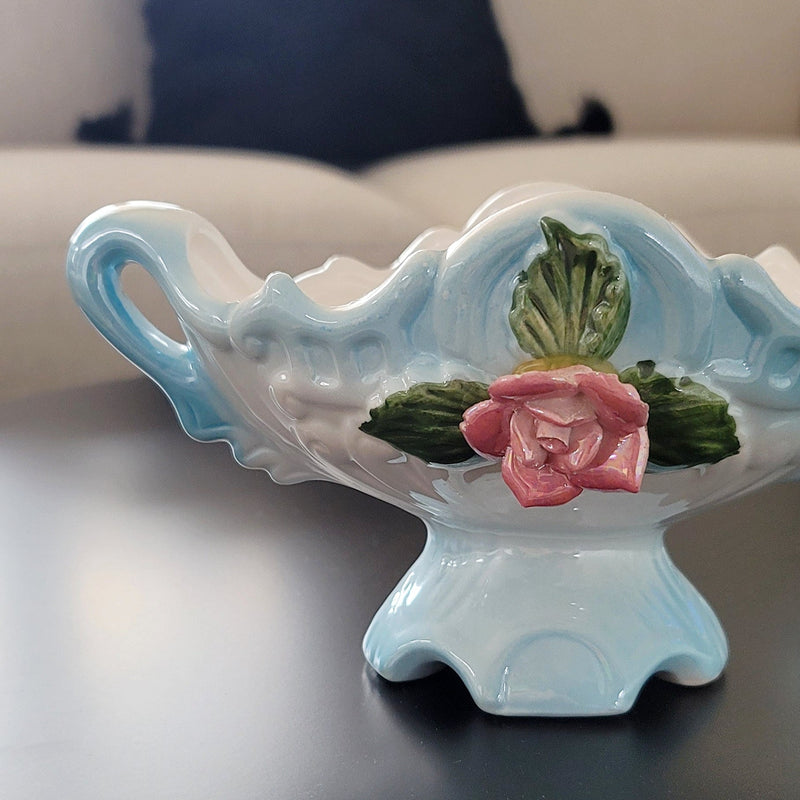 Vintage Pink Rose Dish & Pitcher Set