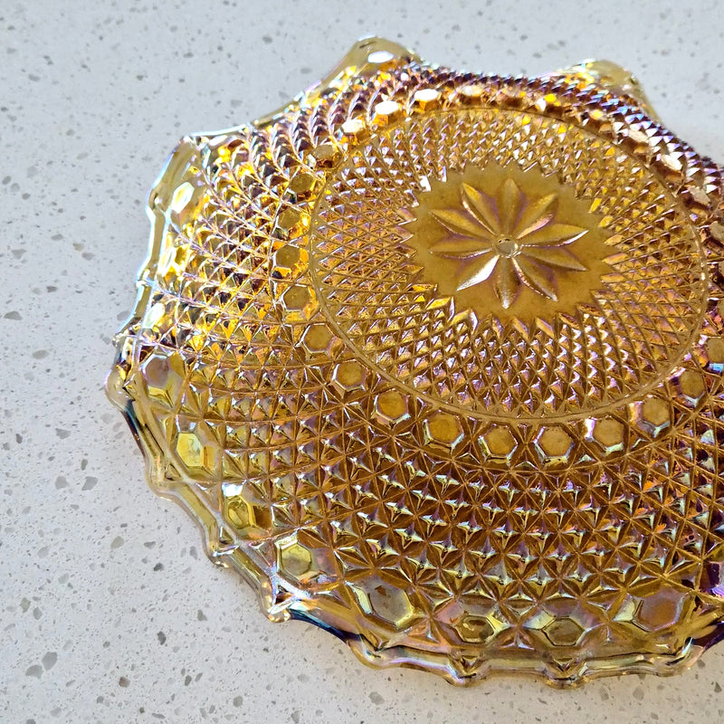 Vintage Marigold Carnival Glass Dish