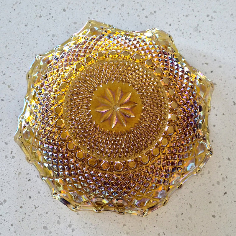 Vintage Marigold Carnival Glass Dish