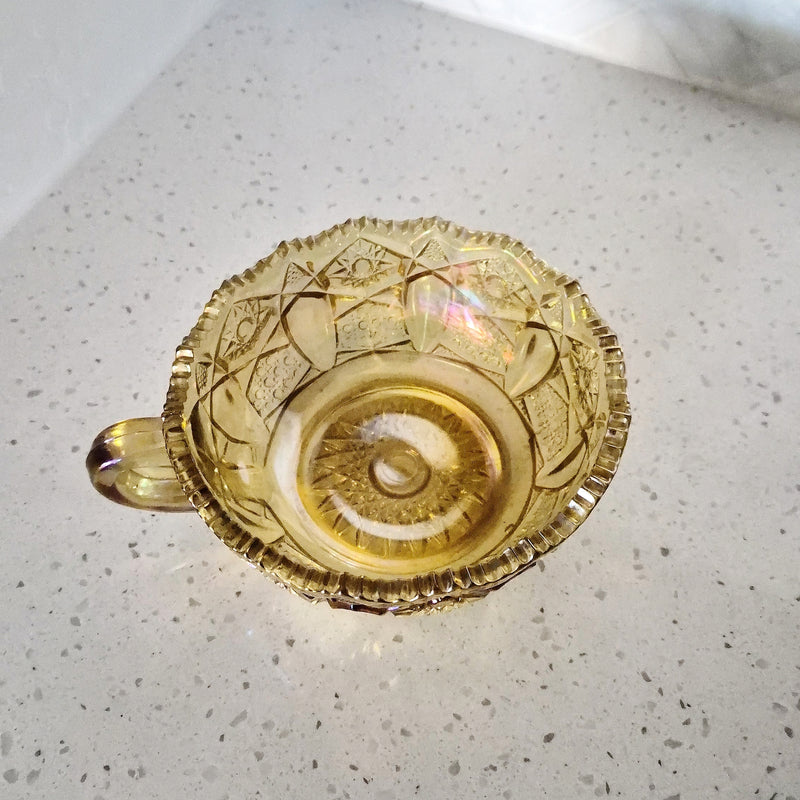 Vintage Yellow Carnival Glass Candy Dish