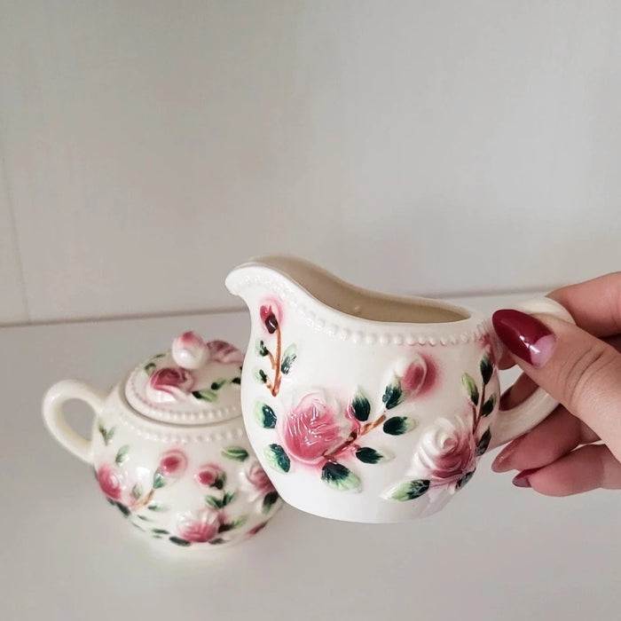 Vintage Floral Cream & Sugar Set