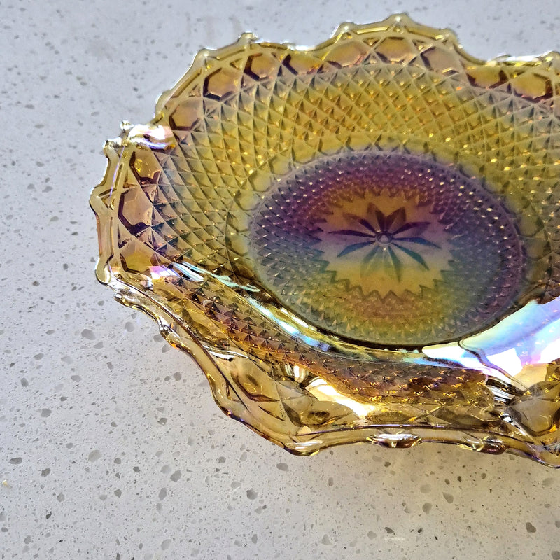 Vintage Marigold Carnival Glass Dish