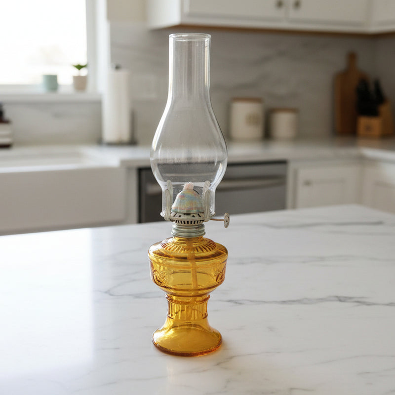 Vintage Amber Oil Lamp