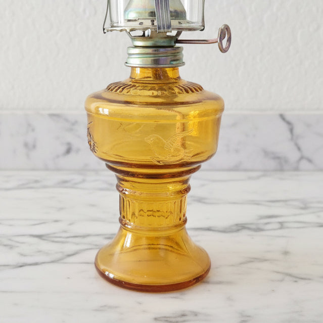 Vintage Amber Oil Lamp