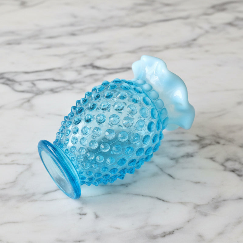 Vintage Blue Fenton Hobnail Mini Bud Vase
