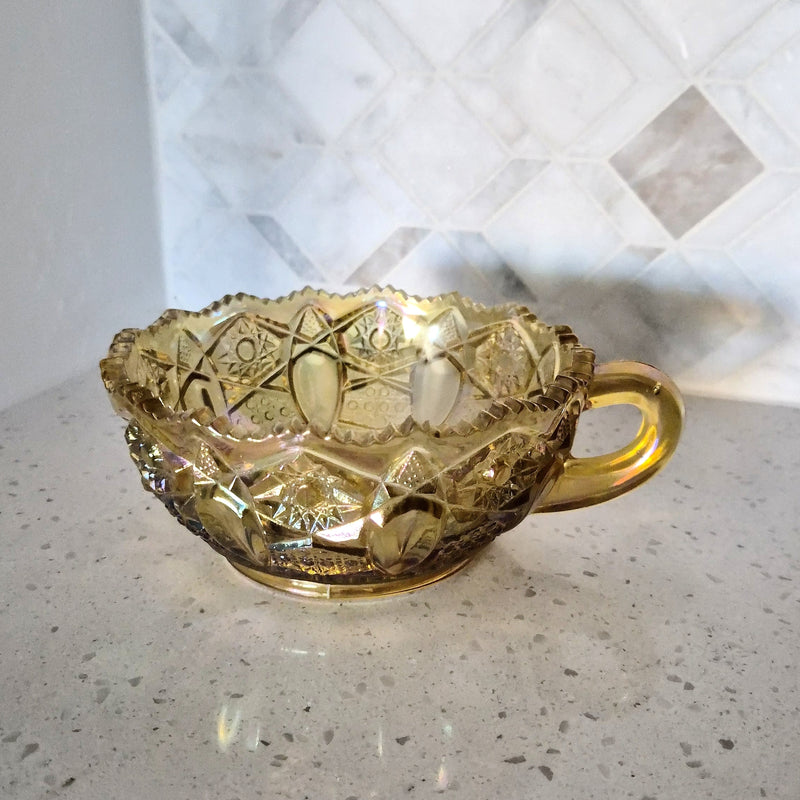 Vintage Yellow Carnival Glass Candy Dish