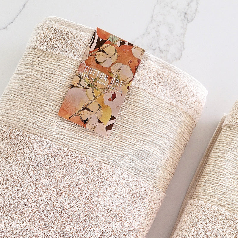 Oak Beige Bath Towels, Set of 2