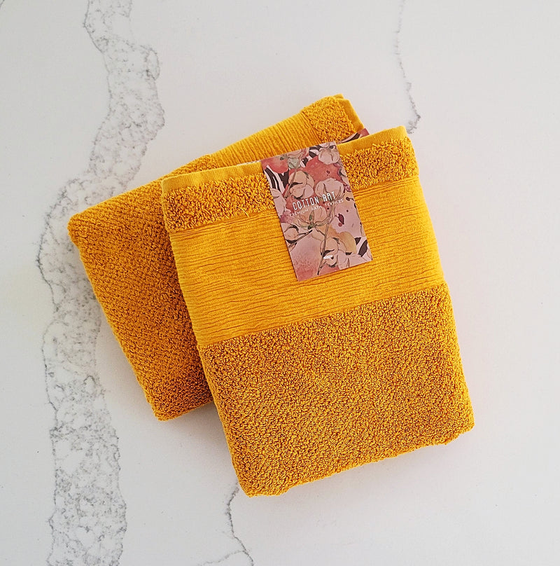 Ocher Yellow Bath Towels, Set of 2