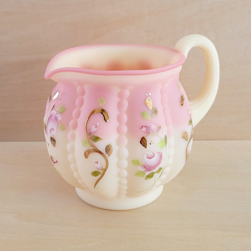 Vintage Fenton Roses Hand Painted Pitcher