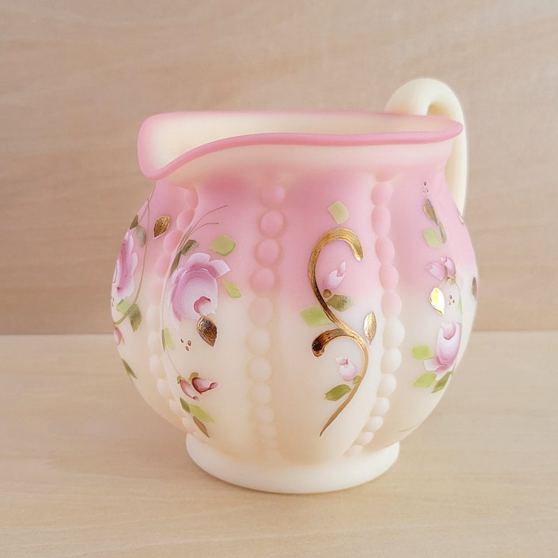 Vintage Fenton Roses Hand Painted Pitcher