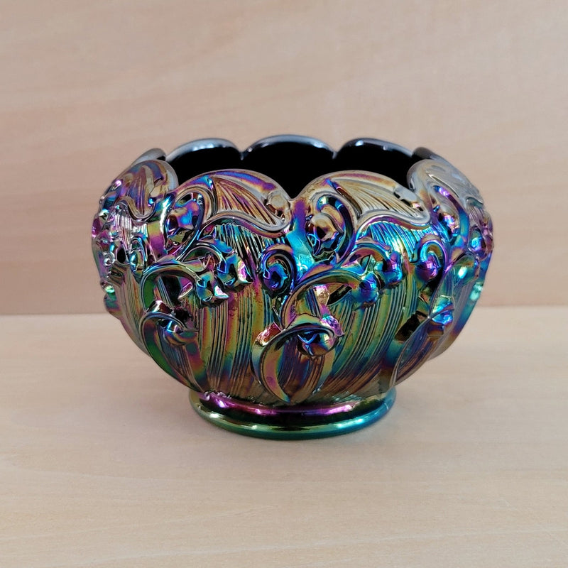 Vintage Black Carnival Glass Candy Dish