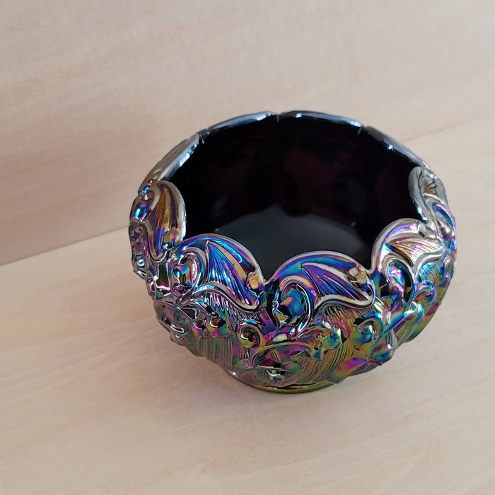 Vintage Black Carnival Glass Candy Dish